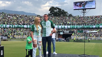 Franco Armani en medio de su despedida de Atlético Nacional en 2018, mismo día en el que prometió que regresaría al club para retirarse como profesional - crédito Atlético Nacional