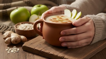 Atole de manzana verde, avena