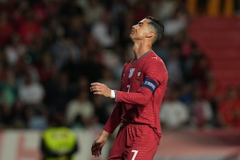 El portugués Cristiano Ronaldo durante el partido amistoso entre las selecciones de Portugal y Nigeria, el miércoles 10 de junio de 2026, en Leiria, Portugal-crédito Armando Franca/AP Foto