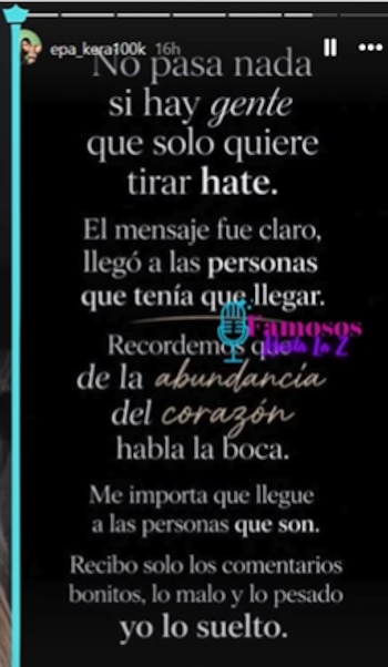Ante las críticas, Karol Samantha respondió que solo se queda con los comentarios positivos y suelta las opiniones negativas, recibiendo apoyo de parte de sus seguidores - crédito @famososhastalaz/ Instagram