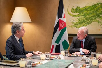 Blinken se reunió con el rey Abdullah de Jordania en Aqaba este 12 de diciembre de 2024 (REUTERS)