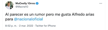 Macnelly Torres sugirió a Alfredo Arias para que asuma la dirección técnica en Atlético Nacional. Captura de pantalla