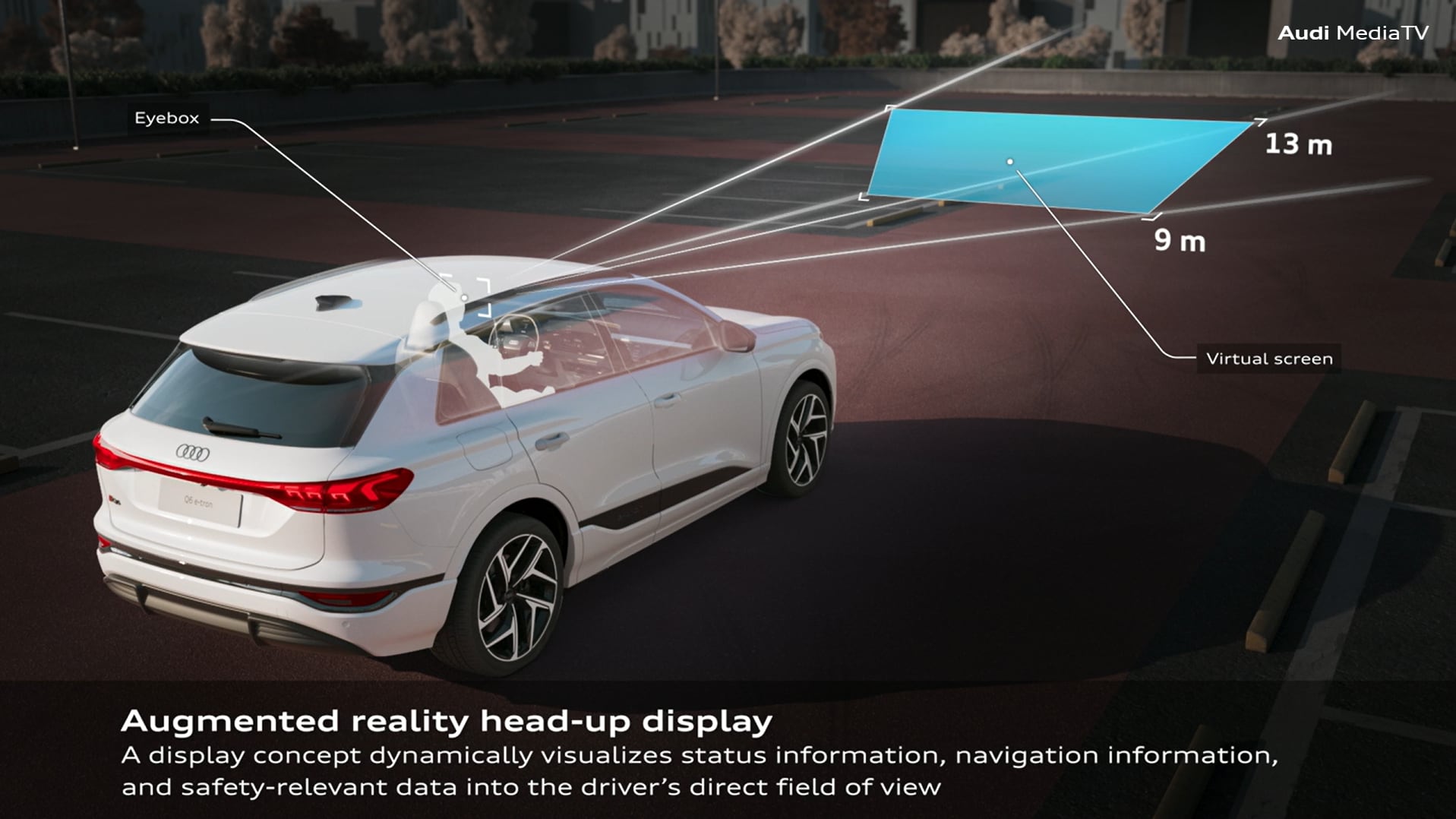 El sistema combina información de navegación, límites de velocidad y asistencias de conducción en una misma visualización. (Audi)