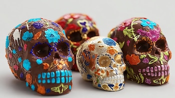 Dulces de chocolate, calaveras decoradas, fiesta tradicional, ofrenda mexicana, azúcar, cultura ancestral, celebración, altar de muertos, artesanía – (Imagen Ilustrativa Infobae)