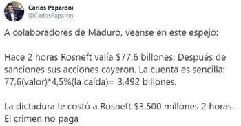 El tuit de Carlos Paparoni