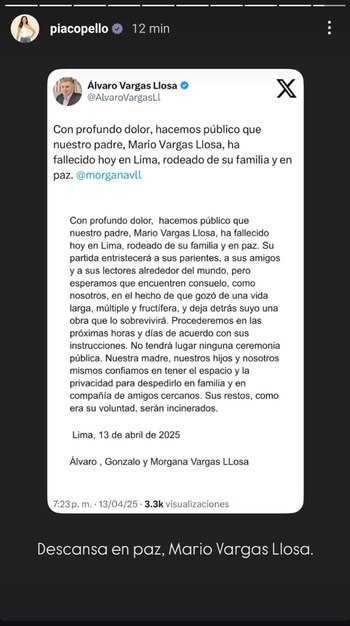 Mario Vargas Llosa falleció a