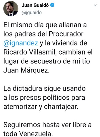 Tweet de Juan Guaidó