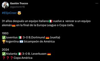El tweet de Gastón Trucco