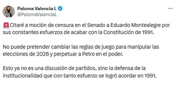 Paloma Valencia moción de censura