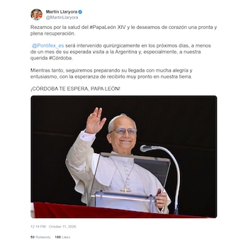 Martín Llaryora manifestó sus deseos de recuperación y recordó que la cirugía tendrá lugar a menos de un mes de la visita programada