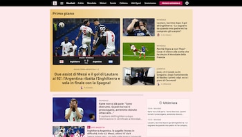 Captura de pantalla de la página web de un medio deportivo. Contiene titulares, fotografías de partidos de fútbol, resultados de marcadores y texto en italiano