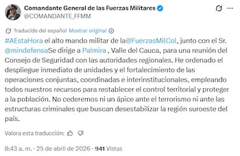 - crédito cpatura de pantalla @COMANDANTE_FFMM