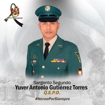 El comando identificó al militar asesinado como el sargento segundo Yuver Antonio Gutiérrez Torres - crédito Ejército Nacional