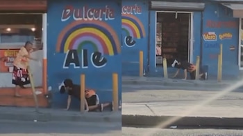 Captan a mujer echándole agua