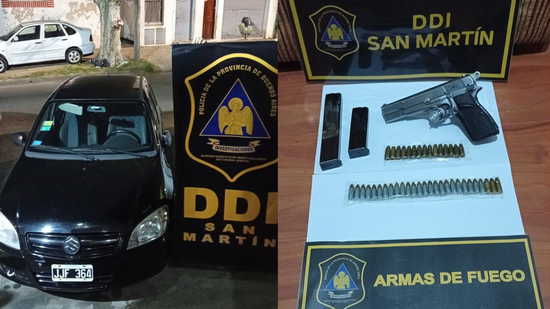 El vehículo y el arma secuestrada