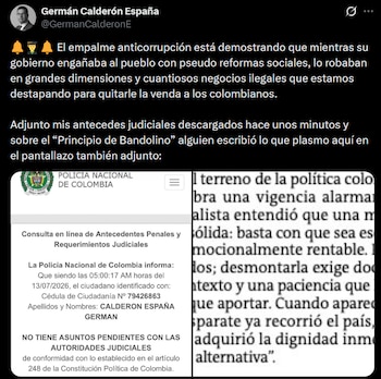 Germán Calderón España - crédito @GermanCalderonE/X