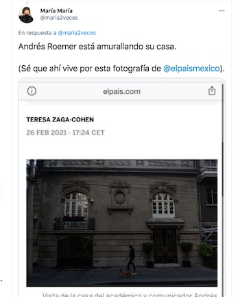 (Captura de pantalla: Twitter @mariadosveces)