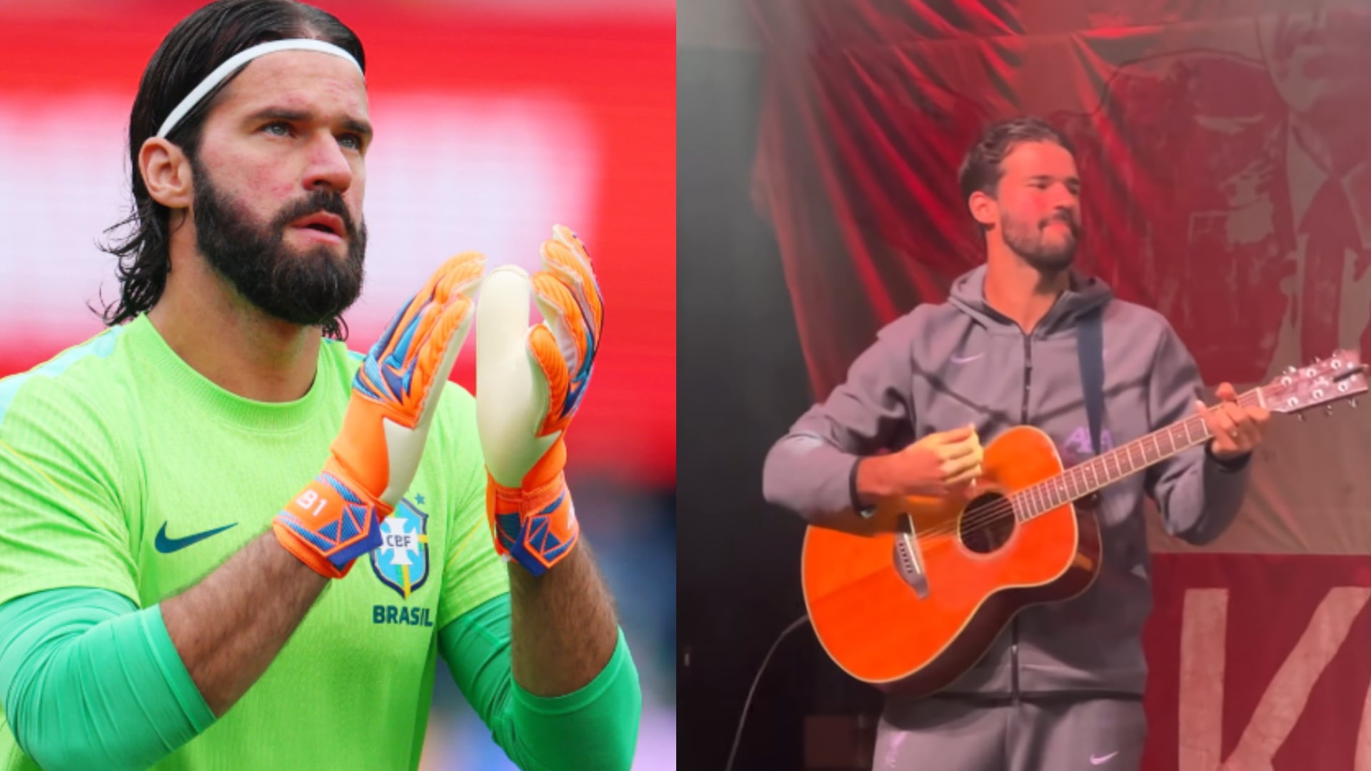 Alisson Becker combina su carrera de arquero con la música y difundió en redes versiones de “Allez, Allez, Allez”, “Shallow” y “Dragostea Din Tei” (YouTube:@thisisanfield)