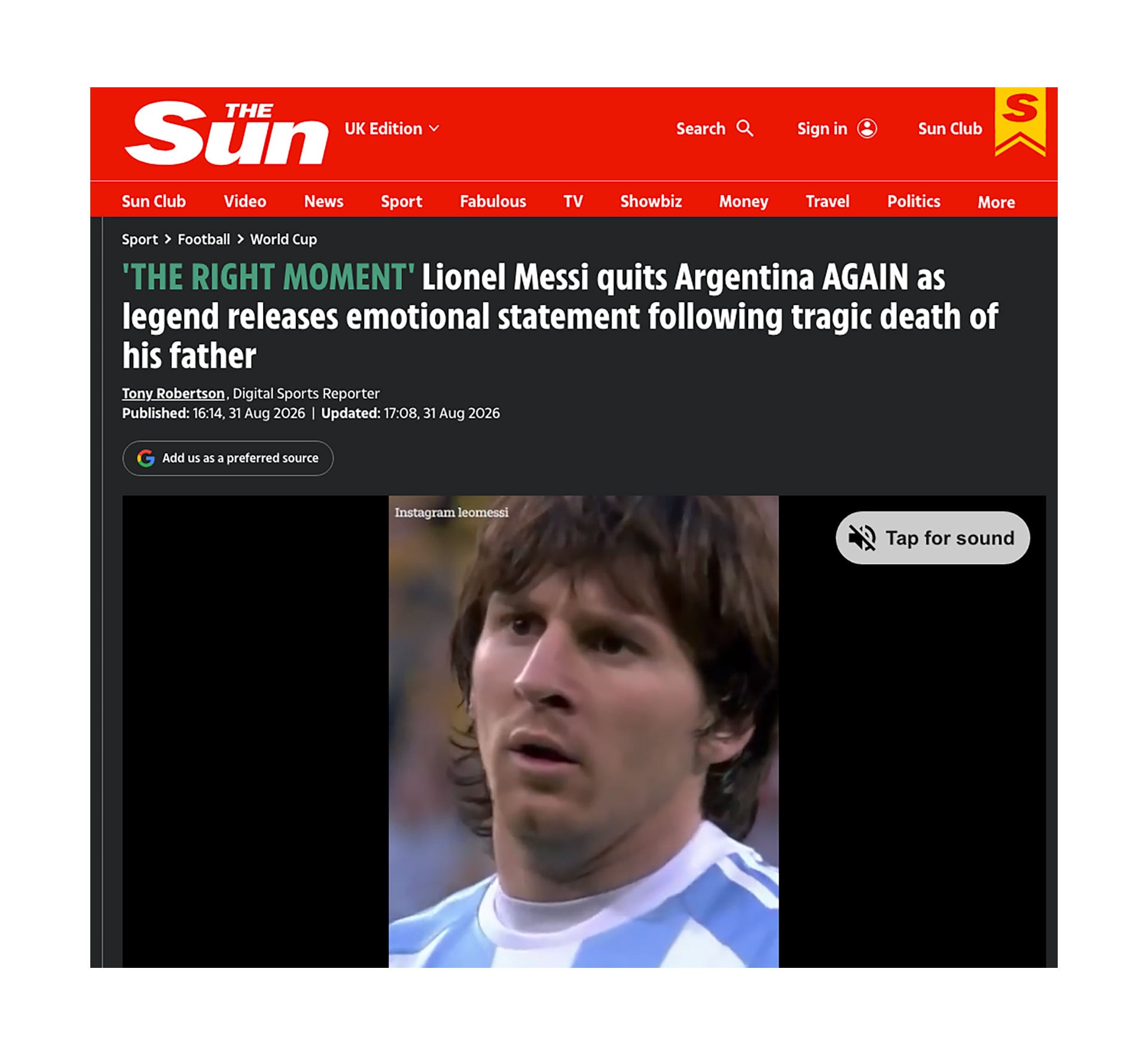 La portada más agresiva fue la de The Sun: Lionel Messi renuncia a la Selección DE NUEVO