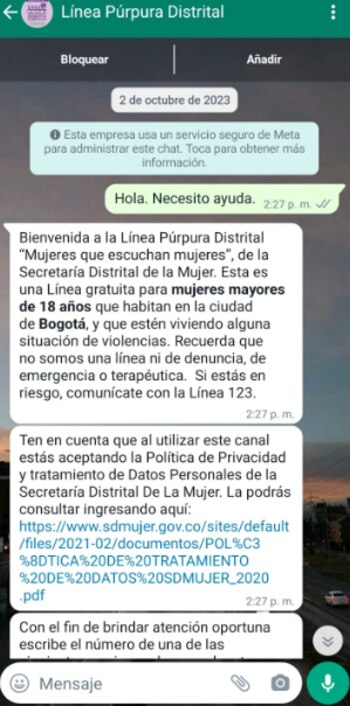 Conversación con la línea púrpura