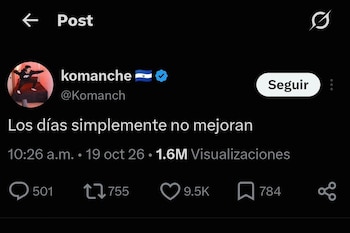 Último post en X de El Komanche. (X/Komanch)