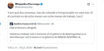 El abogado Alejandro Carranza indicó que su contrato con el Dapre - crédito @HombreJurista/X