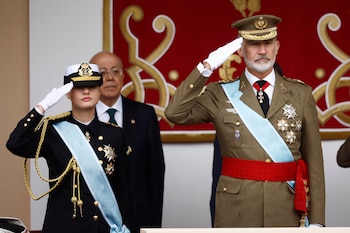 El rey Felipe VI y Leonor en el desfile del 12 de octubre de 2024.