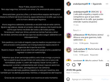 Post de Anabel Pantoja tras