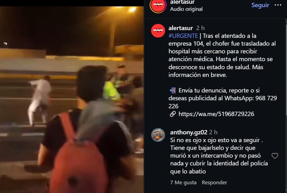 Tres balaceras en menos de 24 horas en Villa El Salvador alarman a vecinos. IG/ alertasur.