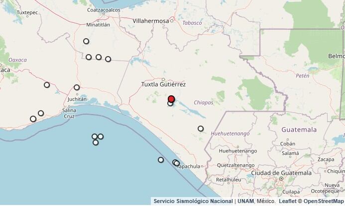 Temblor reportado en Chiapas. (SSN)