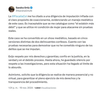 Con este mensaje, la exconsejera