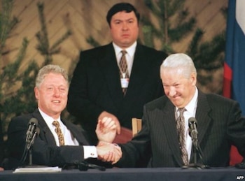 Bill Clinton y Boris Yeltsin