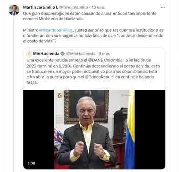 Publicación de Martin Jaramillo, director del Centro de Gerencia y Empresa de la Universidad EAFIT - crédito @TinoJaramillo/X