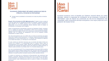 El comunicado se emitió la