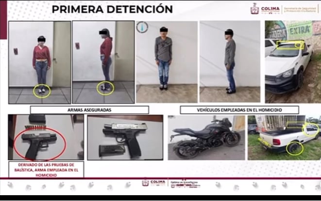 Fueron cuatro los detenidos, en esta imagen aparecen los autores materiales, presuntos integrantes del Càrtel de Sinaloa, contratados para matar a la maestra Noemí Foto: Fiscalìa Colima