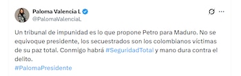 Paloma Valencia señaló que la