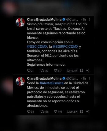 Clara Brugada emite reporte sobre