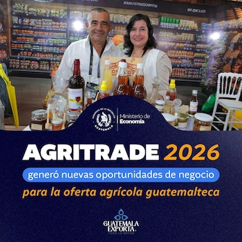 La participación de Guatemala en AGRITRADE 2026 permitió generar oportunidades comerciales para la oferta agrícola nacional, destacando productos que continúan abriendo espacio y posicionándose en distintos mercados internacionales.(Anuncio oficial del Ministerio de Economía)