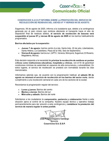 La empresa anunció la suspensión