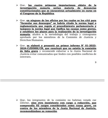 Argumentos de la JNJ para