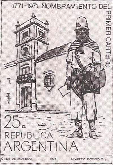 Aunque no hay imágenes de Bruno Ramírez, quedó una estampilla que lo recuerda como el primer cartero de Buenos Aires