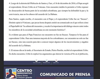 Centro Democrático había hablado acerca