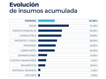 Evolución mensual de insumos enero-julio 2026 (Imagen: FADEEAC)