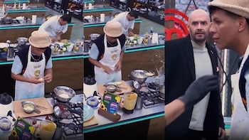 Emiro Navarro sufrió quemaduras en el rostro durante un reto de frituras en 'MasterChef Celebrity Colombia' - crédito captura de pantalla @emiro_navarro/ Instagram