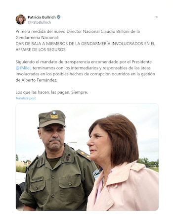 Patricia Bullrich apoyó a Claudio