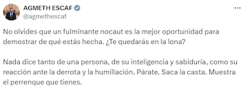 Publicación de Agmeth Escaf en 'X'