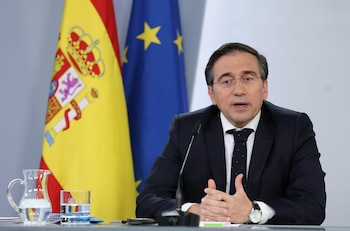 Imagen de archivo del ministro de Asuntos Exteriores, José Manuel Albares, durante una rueda de prensa, a 31 de marzo de 2026. (Europa Press)