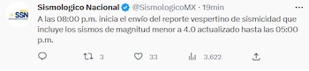 Reporte vespertino del SSN (captura