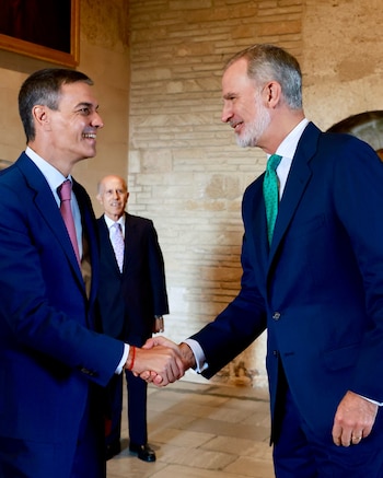 El rey Felipe y Pedro Sánchez se reunen en el Palacio Real de la Almudaina (Casa Real)