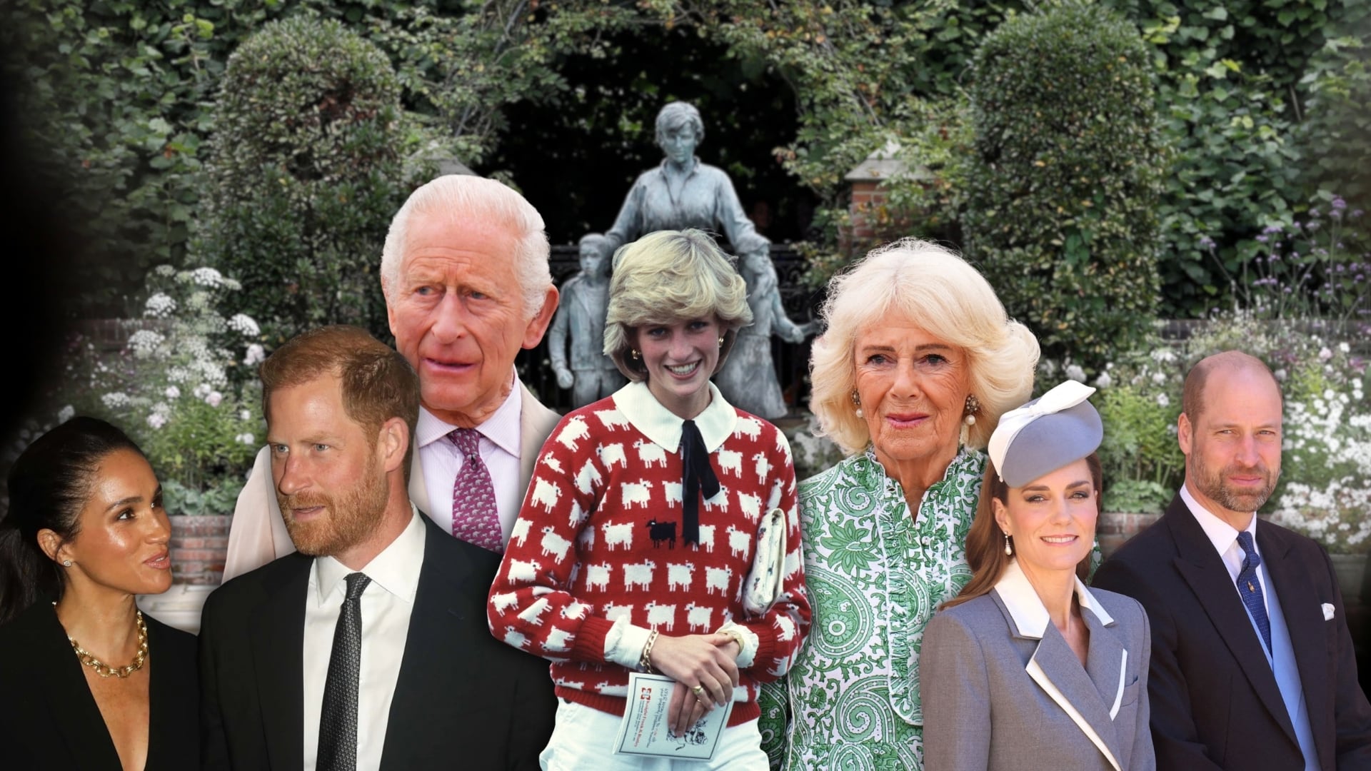 Diana de Gales y la familia real británica. (Montaje Infobae)
